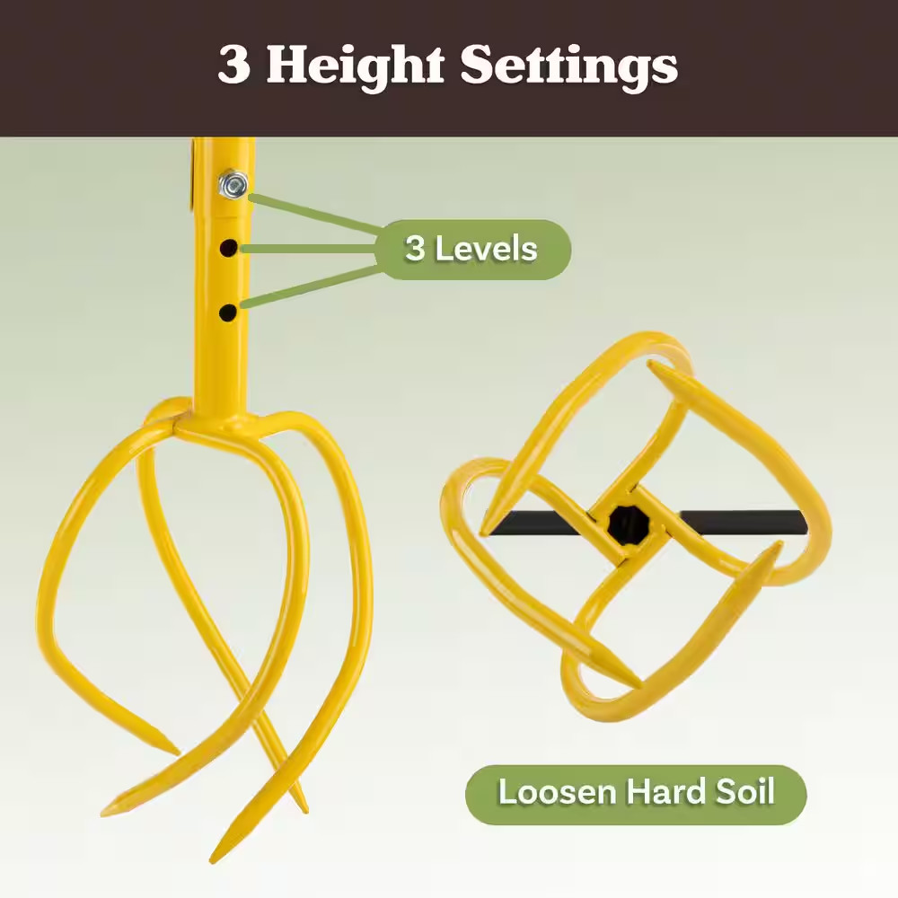 Adjustable Height Manual Hand Tiller