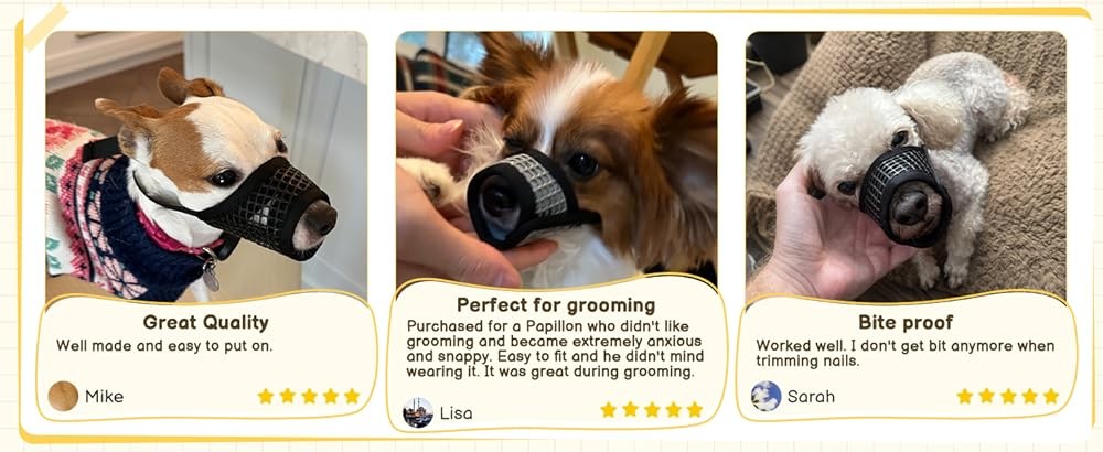 Dog Muzzle for Biting, Patented Soft Breathable Mesh Muzzle for