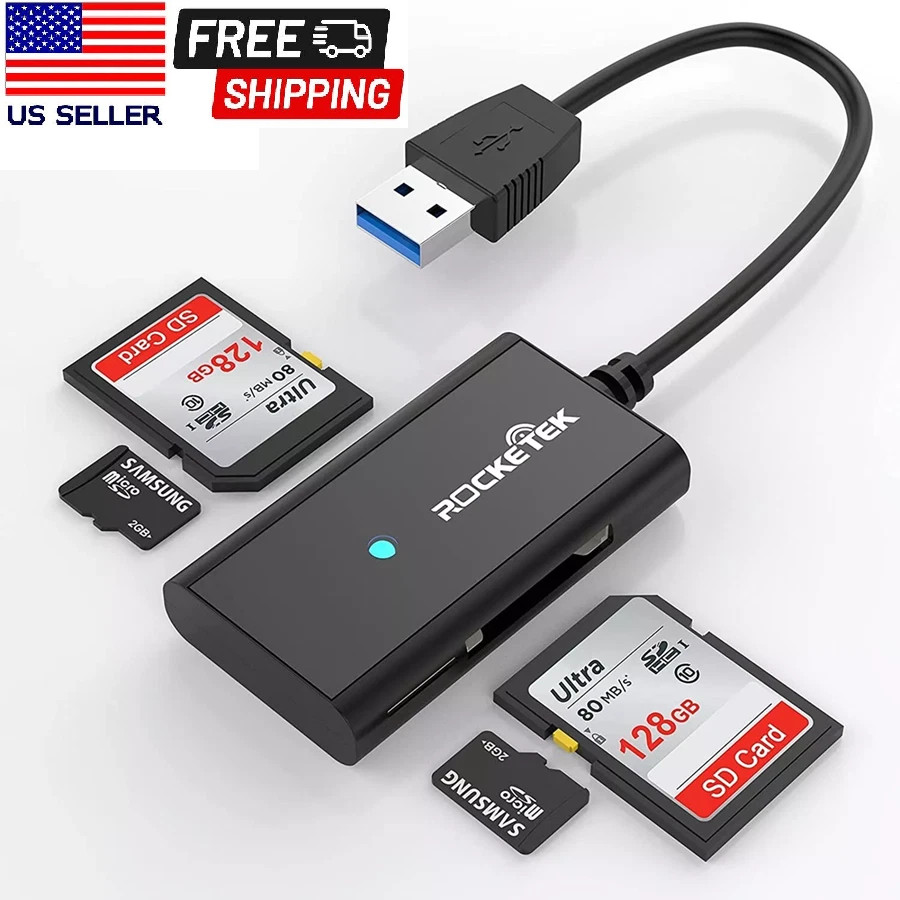 USB 3.0 SD Card Reader 4 Slots Memory Card Reader SD/Micro SD/SDHC/SDXC/MMC