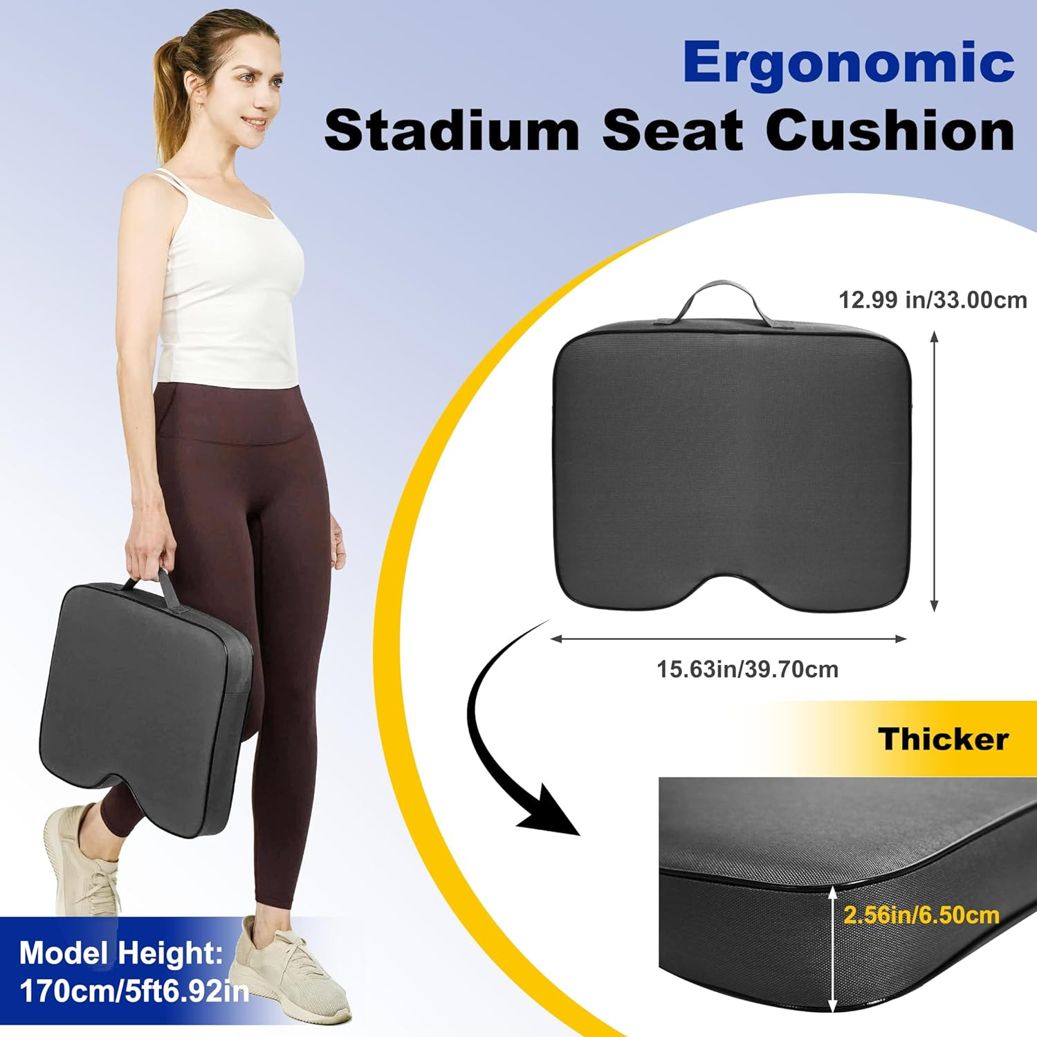2 Pcs Stadium Seat Cushions Water-Repellent Bleacher Seat Cushions Indoor