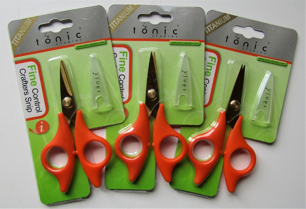 2 pair Tonic Studios Fine Control Crafters Snip Titanium Blades Orange Handle