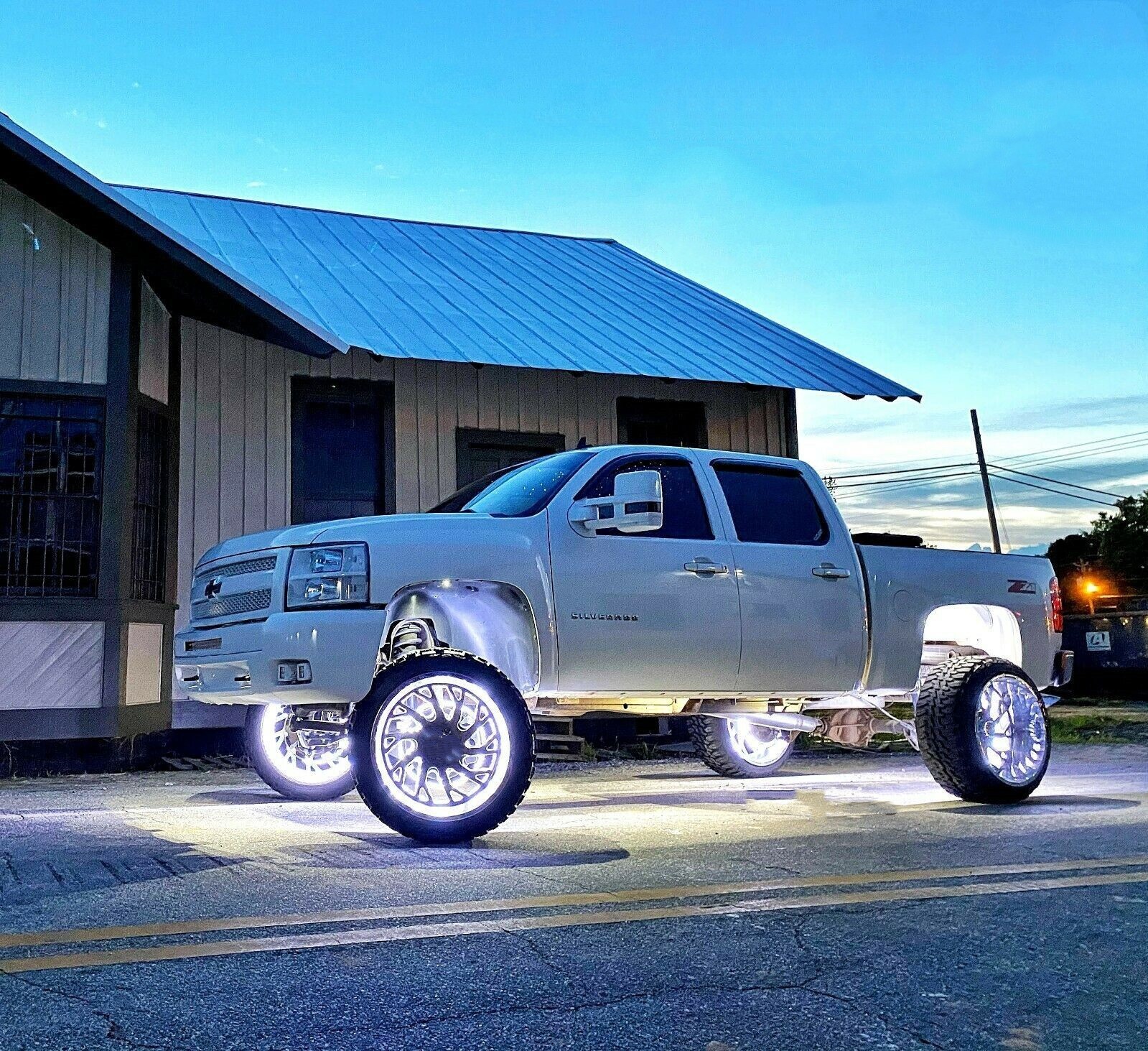 4x 15.5" DOUBLE ROW Strobe WHITE LED Trucks Wheel Rings Lights Bluetooth Control