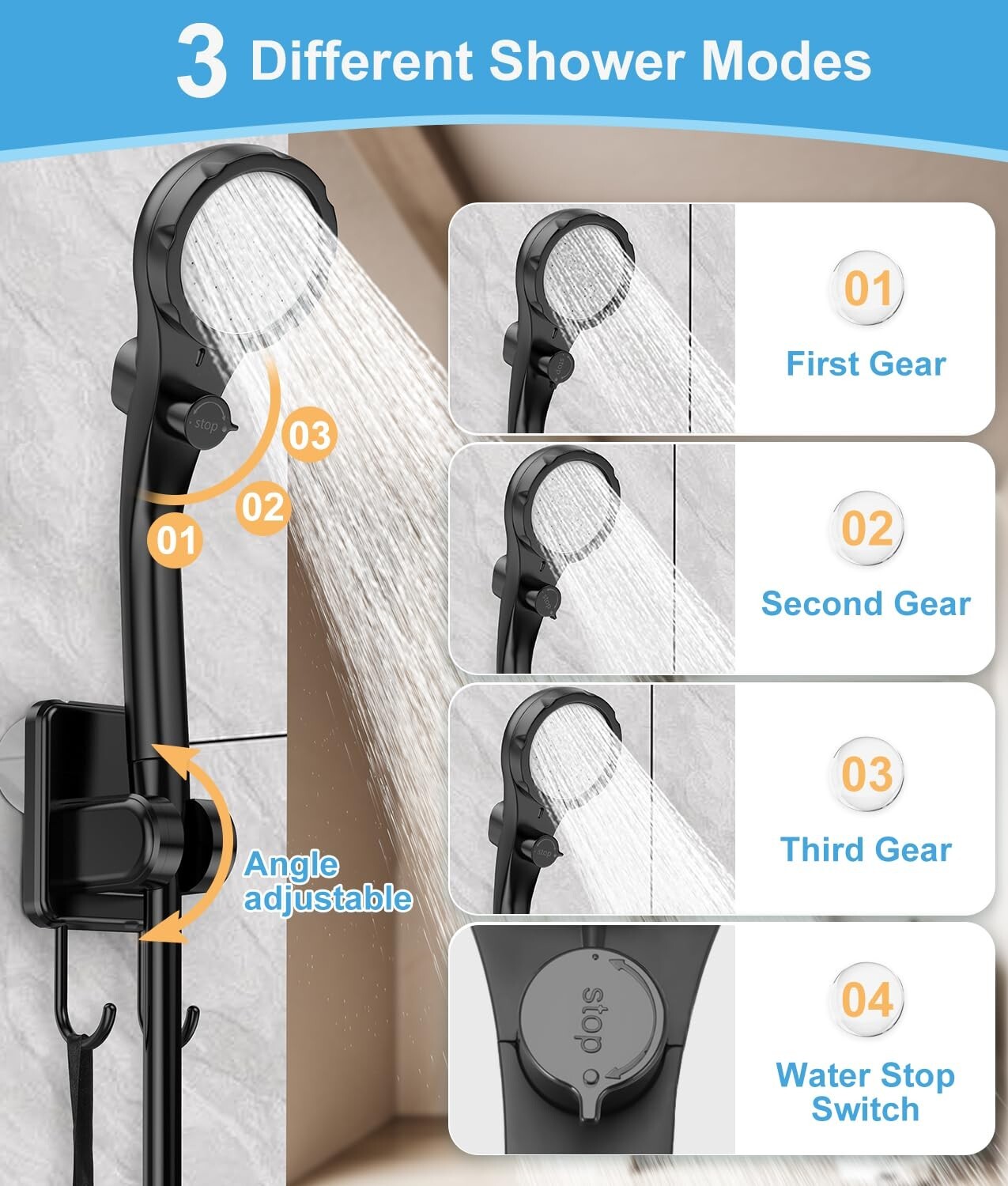 Portable Camping Shower with Shower Head & 5 Gallons Foldable Bucket 6000mAh