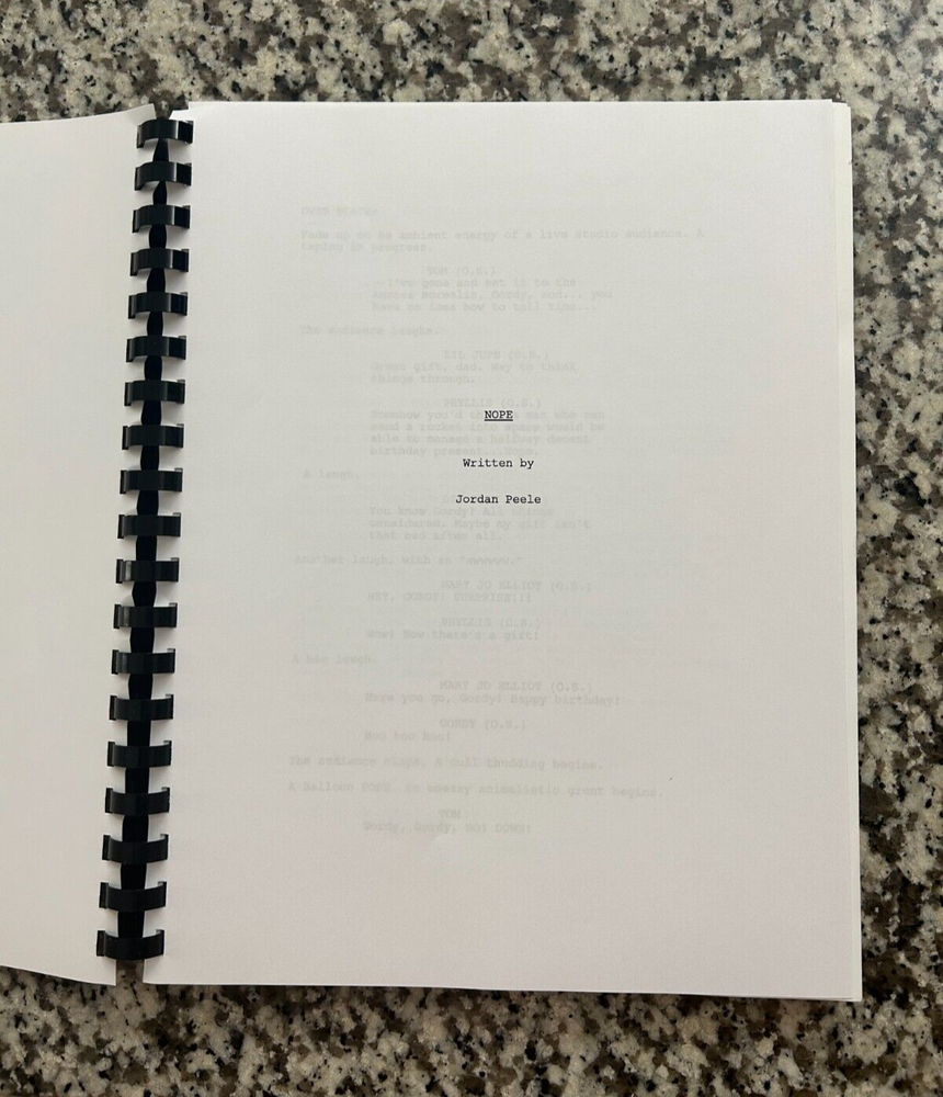 NOPE Jordan Peele Horror Movie Script Reprint Full Screenplay Script