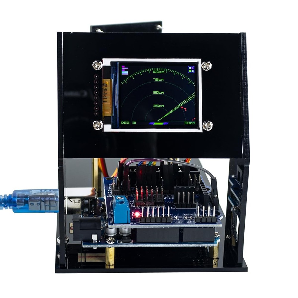 LAFVIN Simulation Ultrasonic Radar Sensor Module DIY Kit 180-Degree Scanning...
