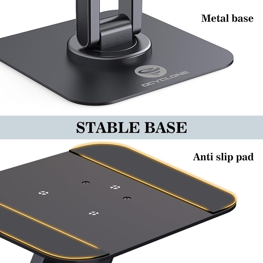 OCYCLONE iPad Stand, 360° Rotating Adjustable Foldable iPad Tablet Holder for De