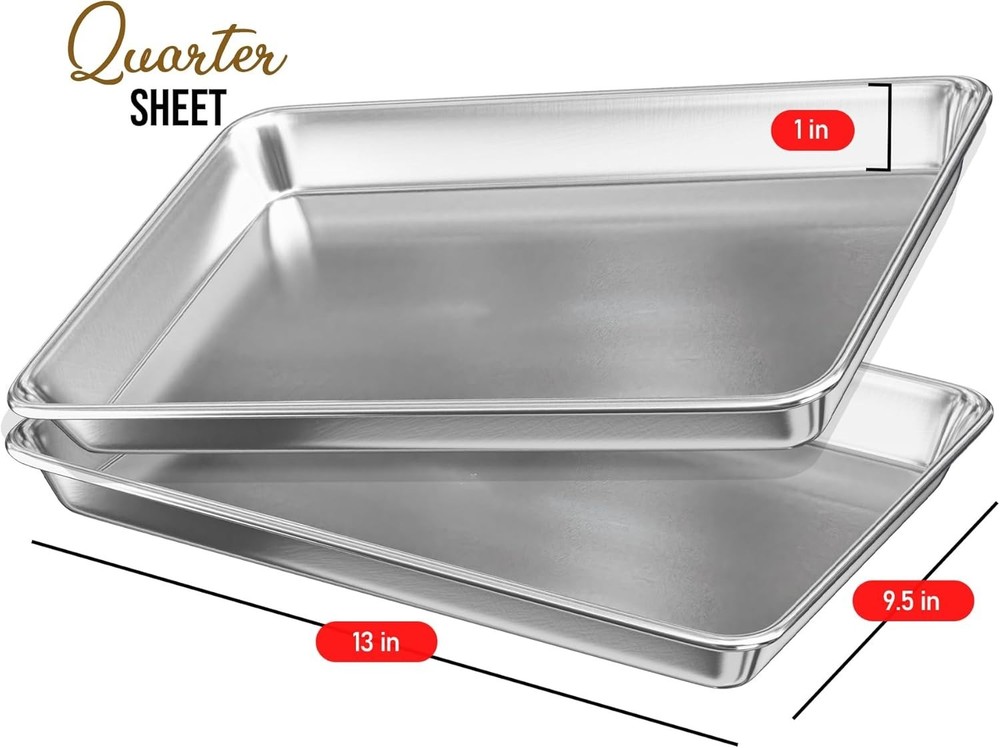Aluminum Baking Sheet Set 4 Pack Cookie Sheet Set Warp & Rust Resistant Baking