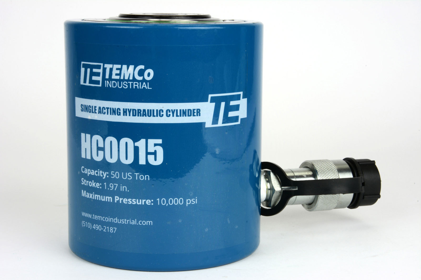 TEMCo HC0015 - Hydraulic Cylinder Ram Single Acting 50 TON 2" Inch Stroke
