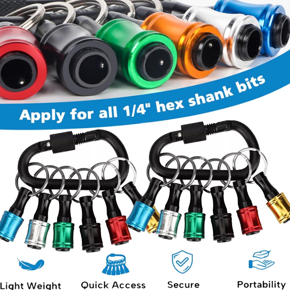14PCS 1/4" Hex Shank Quick Release Keychain Screwdriver Drill Bit Holder Bit Set