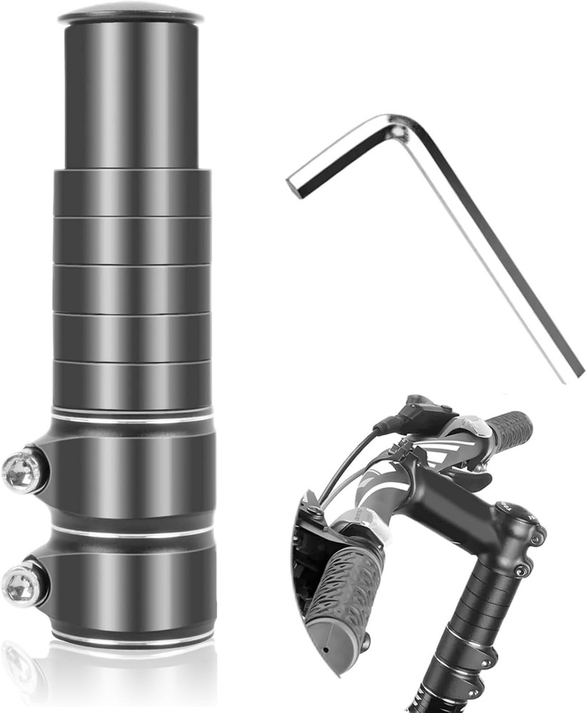 Bike Stem Riser Adjustable,Handlebar Extender, Increases Height 1-1/8", Black