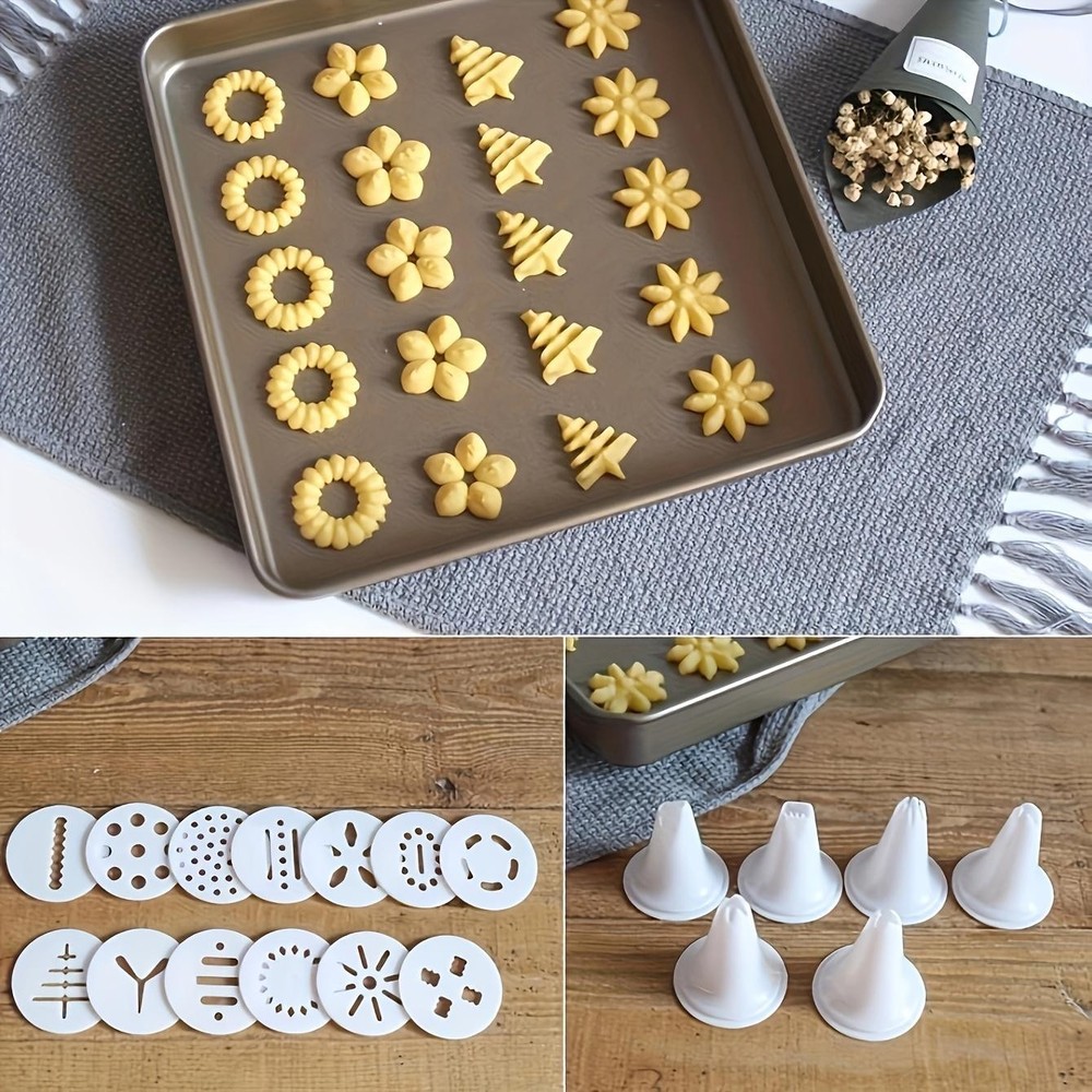 1set-cookie Press Set Plastic Gun with Nozzles Small Cookie Baking Tool