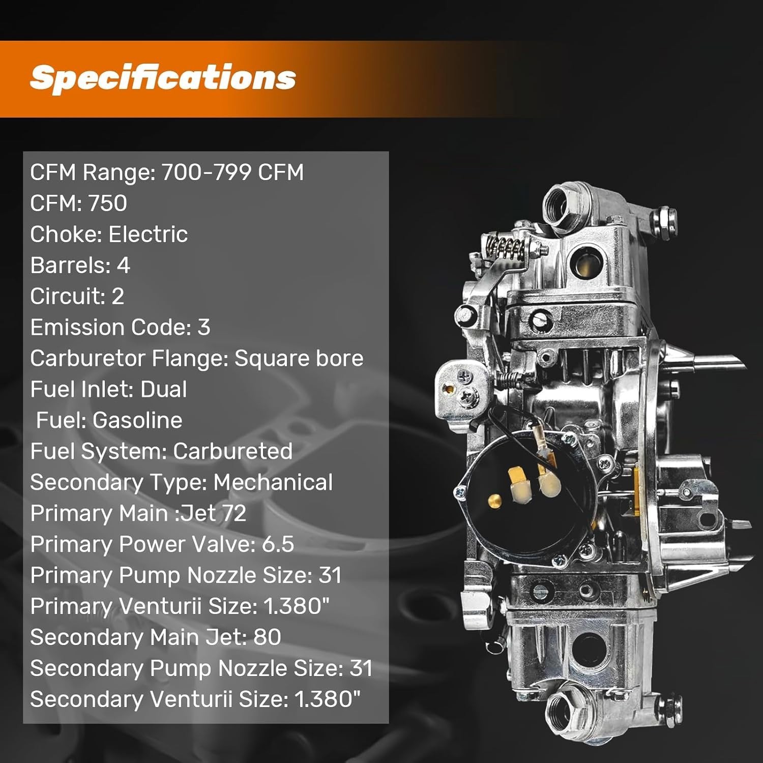 For Holley Quickfuel Brawler 750 CFM Double Pumper 4 Barrel Carburetor E-Choke