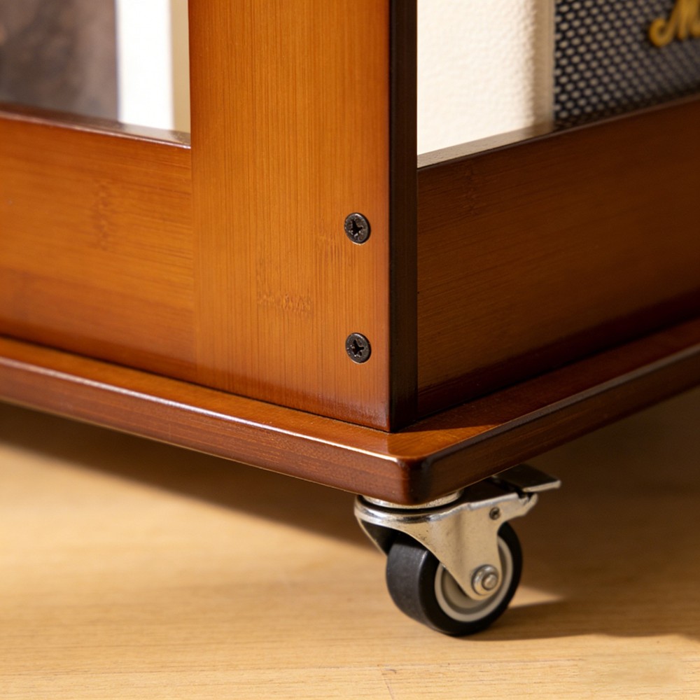 Bamboo folding edge table with movable storage, foldable tabletop suitable for