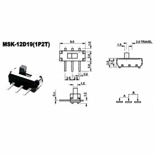 ON-OFF Micro Slide Switch SPDT 2 Position 3 Pin PCB Panel Microswitch SMD Switch
