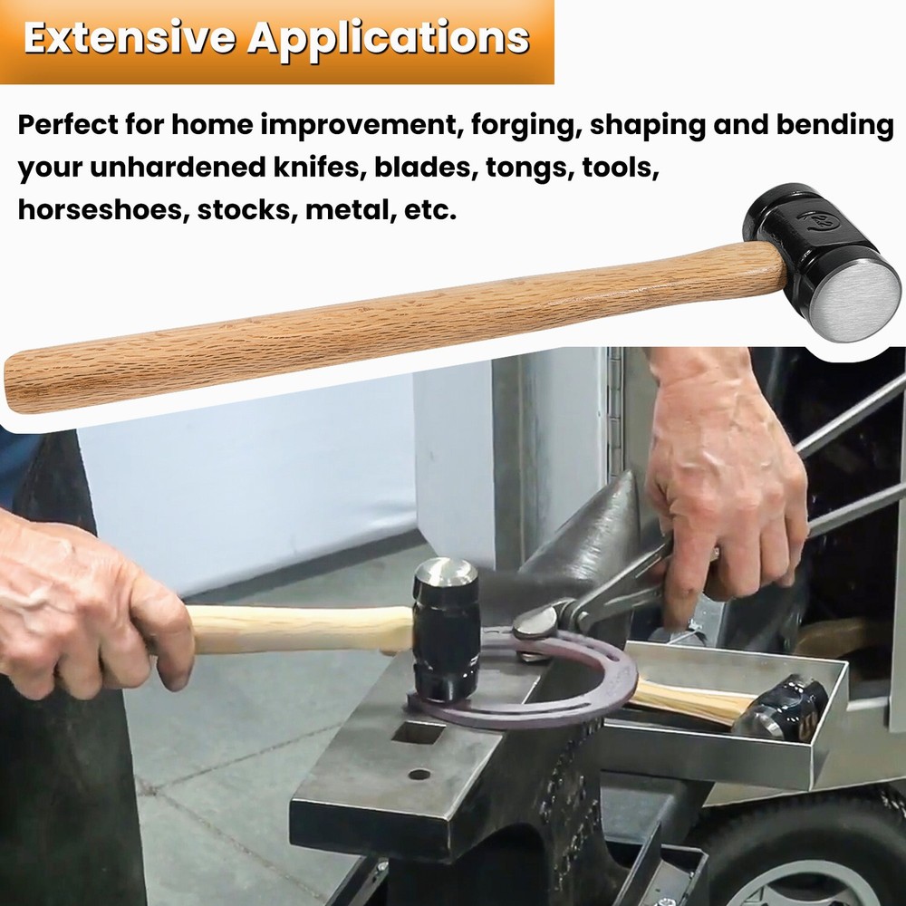 36 oz Rounding Hammer Blacksmith Engineer Drilling Handmade Knife Making Forge