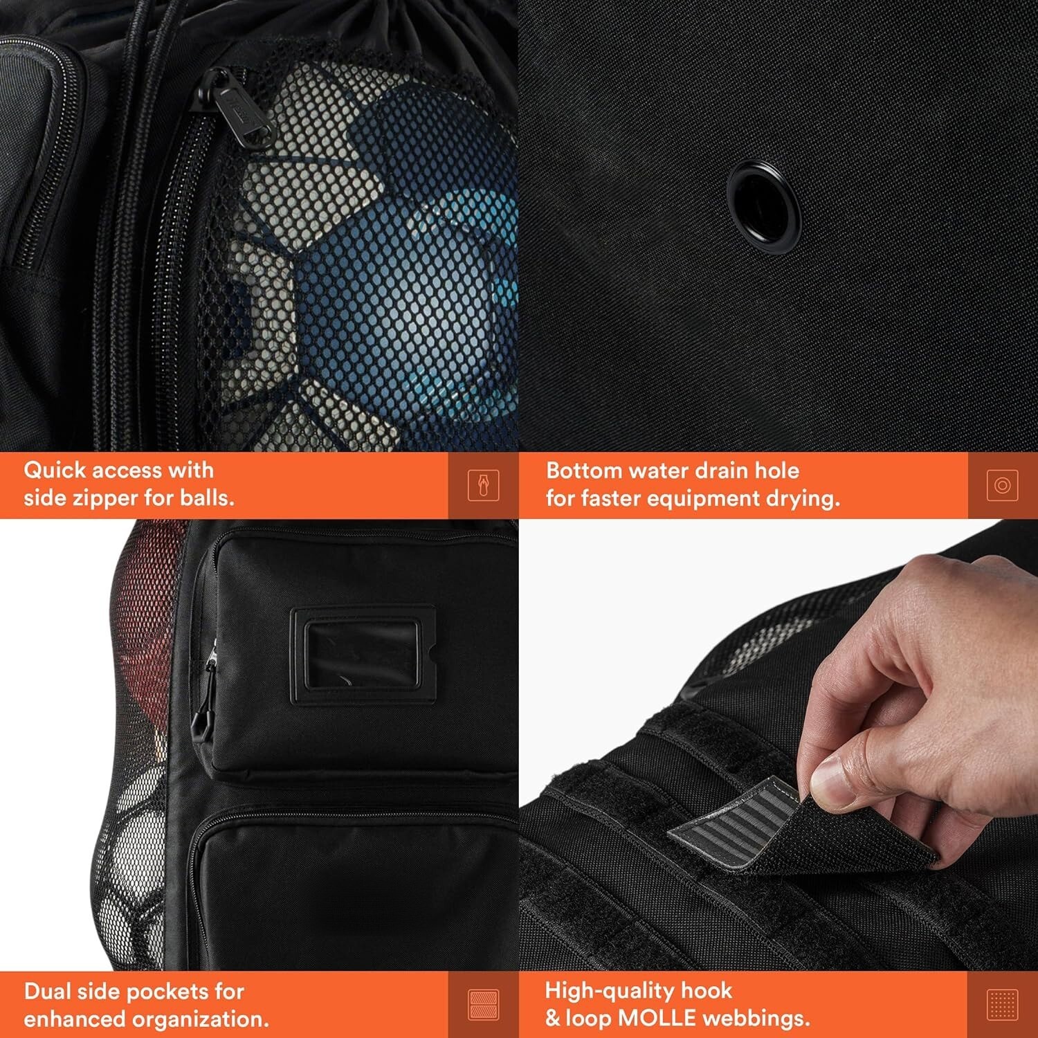 Gagasport Heavy Duty XL Soccer Mesh Ball Bag with Adjustable Backpack Straps