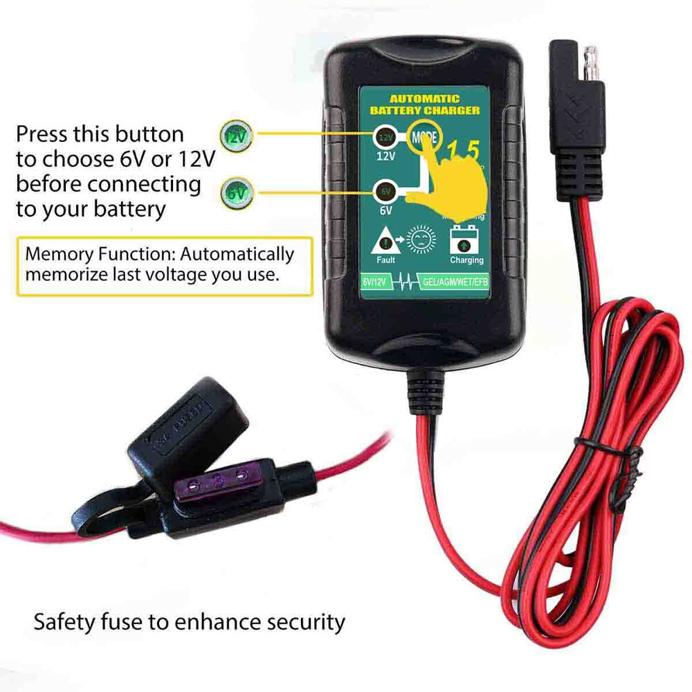6V 12V Automatic Battery Charger Maintainer Motorcycle Trickle Float For Tender