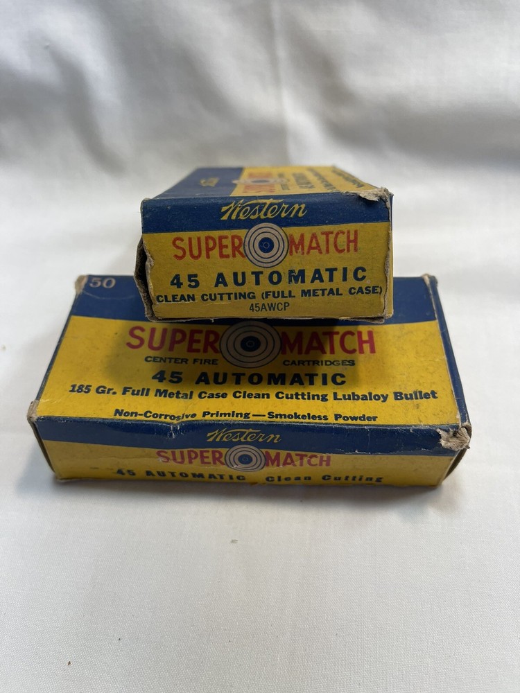 Vintage Western Super Match 45 Automatic Empty Ammo Boxes X 2