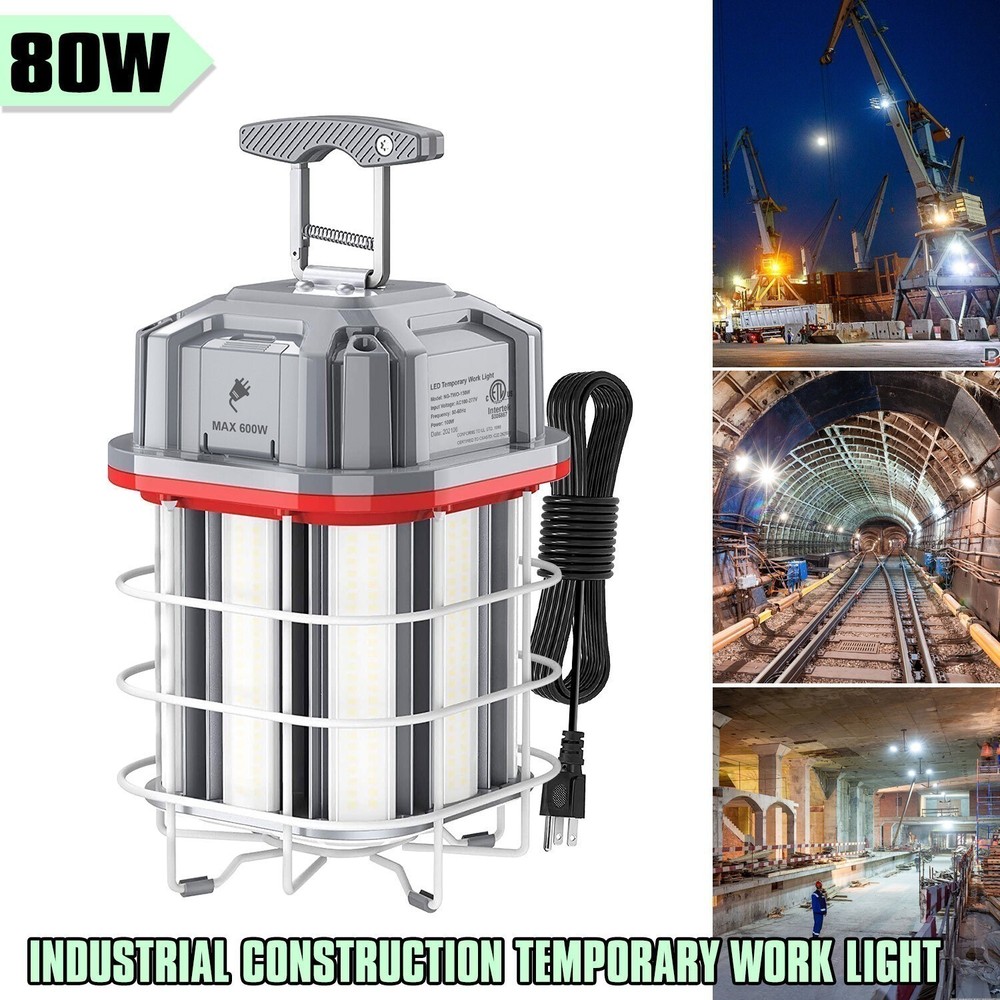 80W LED Temporary Work Light Linkable Construction Jobsite Projects Hanging Lamp