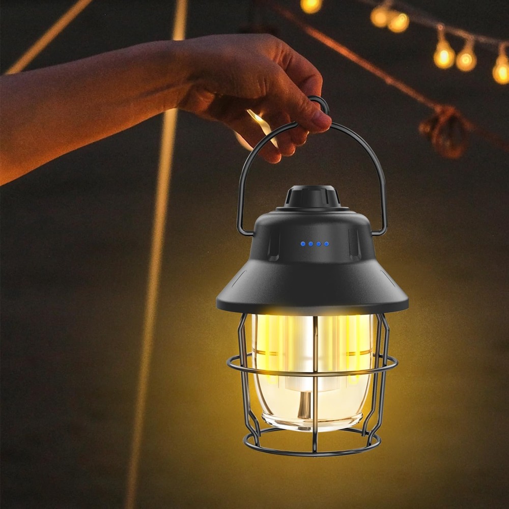 Rechargeable LED Camping Lantern, Mini Retro Portable Waterproof Lantern, 100...
