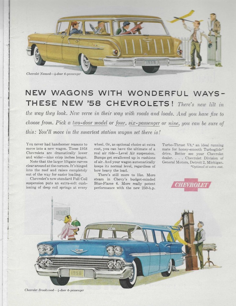 '58 CHEVROLET WAGONS ORIGINAL PRINT AD
