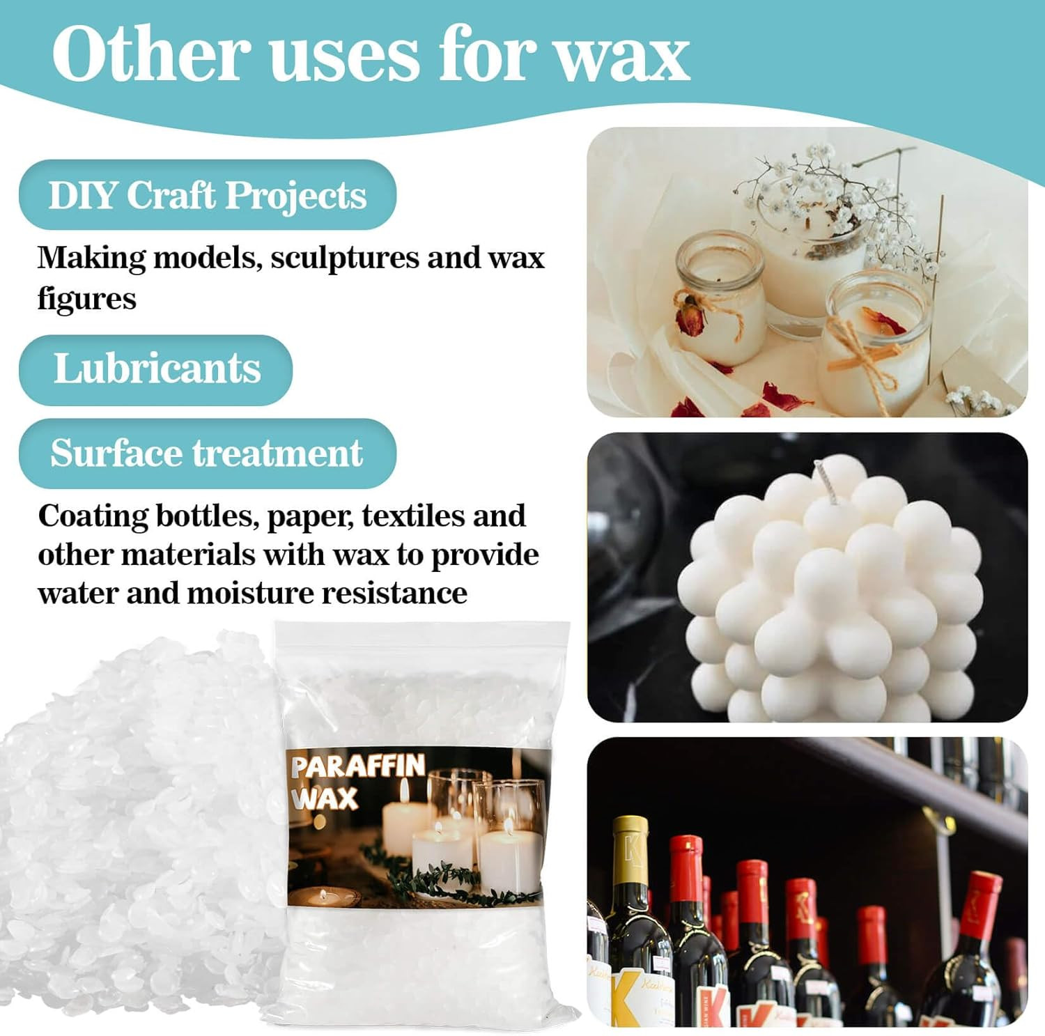 Paraffin Wax for Candle-Making - 430G White Paraffin Wax Beads,Paraffin Wax Bulk