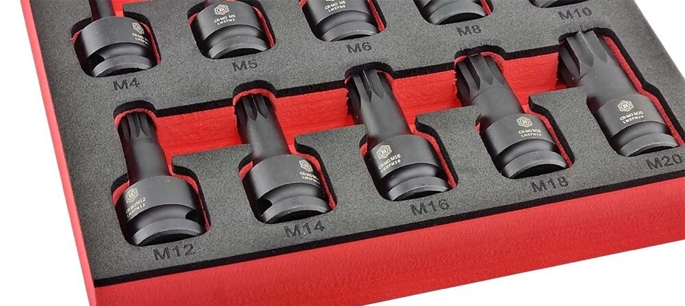 Britool Hallmark LMSPSET10 10 Piece 1/2″ Drive Spline Bit Socket Set M4 – M20