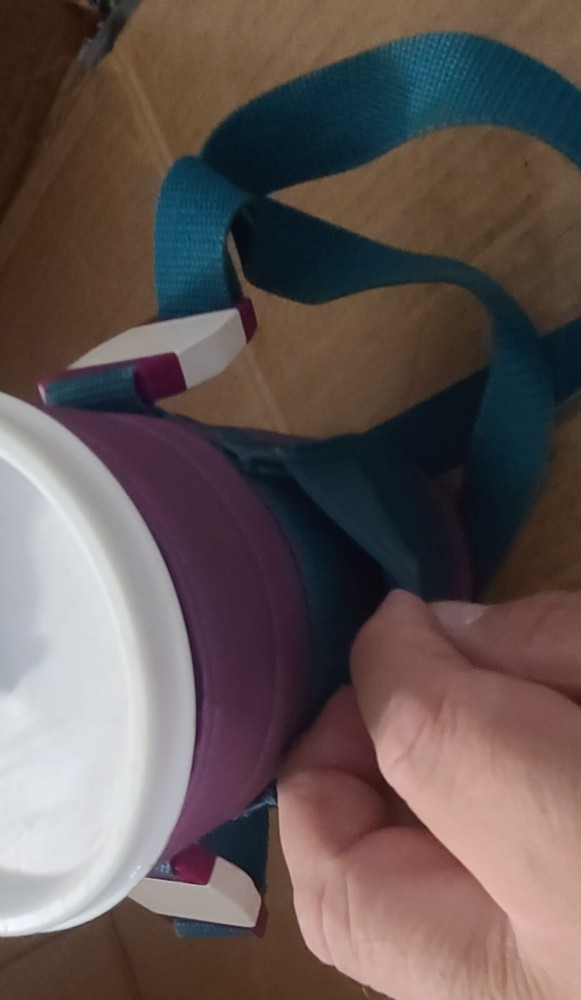 vintage tupperware lidded cup with carrying strap