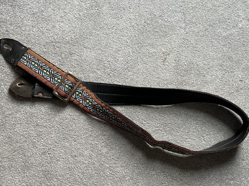 old Guitar Man patterned guitar strap