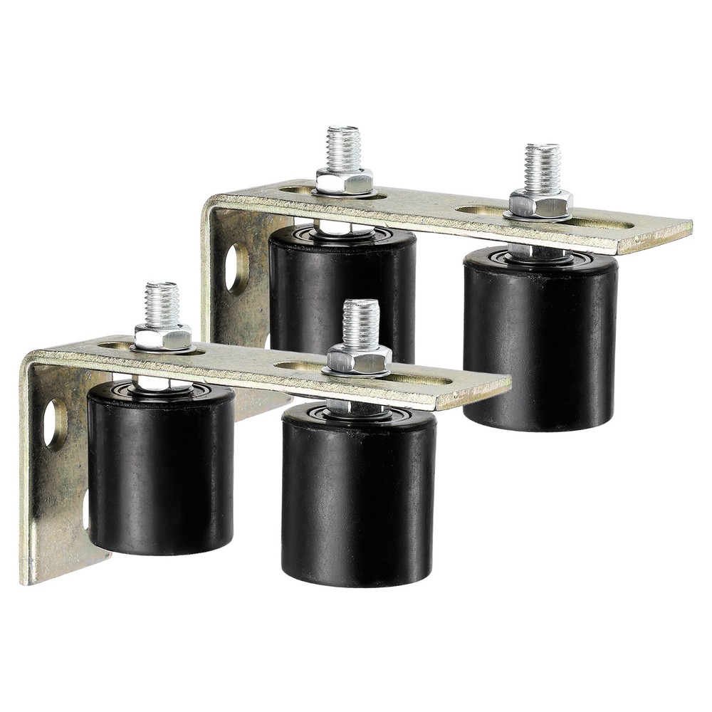 4Pcs Slide Gate Guide Roller 2" Nylon Gate Support Rollers with Bracket, Black