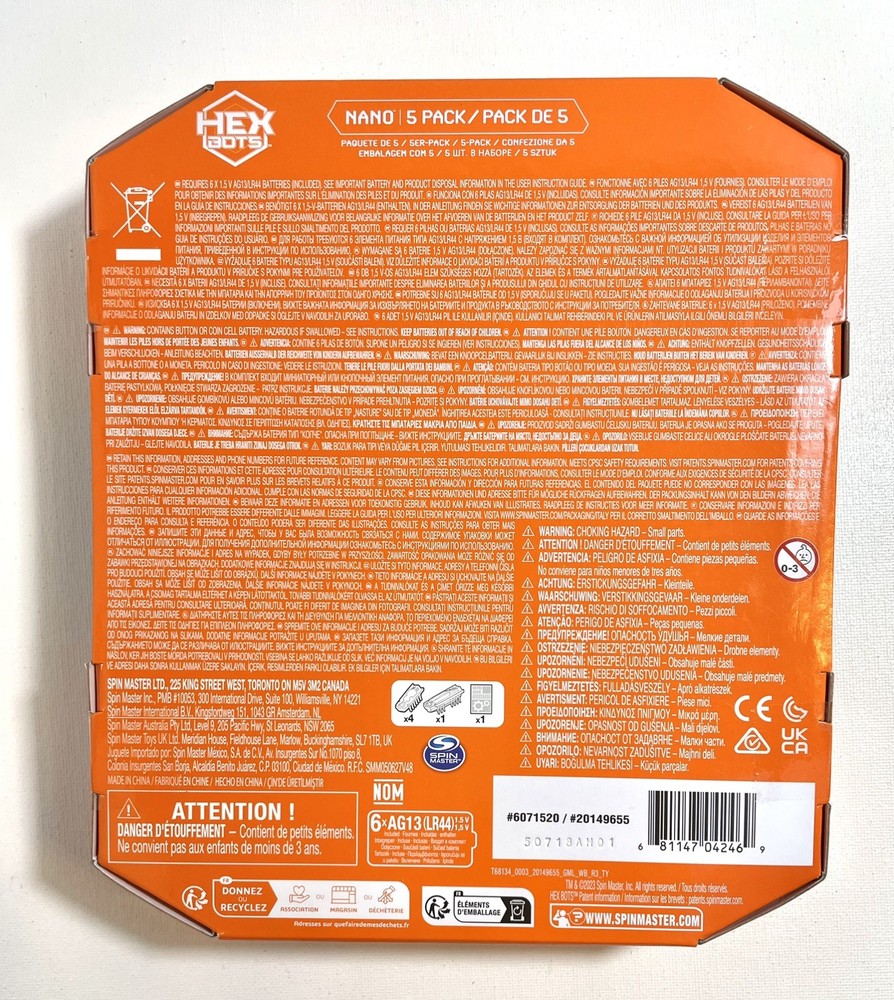2023 Hex Bots Hex Bug NANO 5 Pack 4 MiniBots & Bonus Flash Bot ROBOT MOVING BUGS