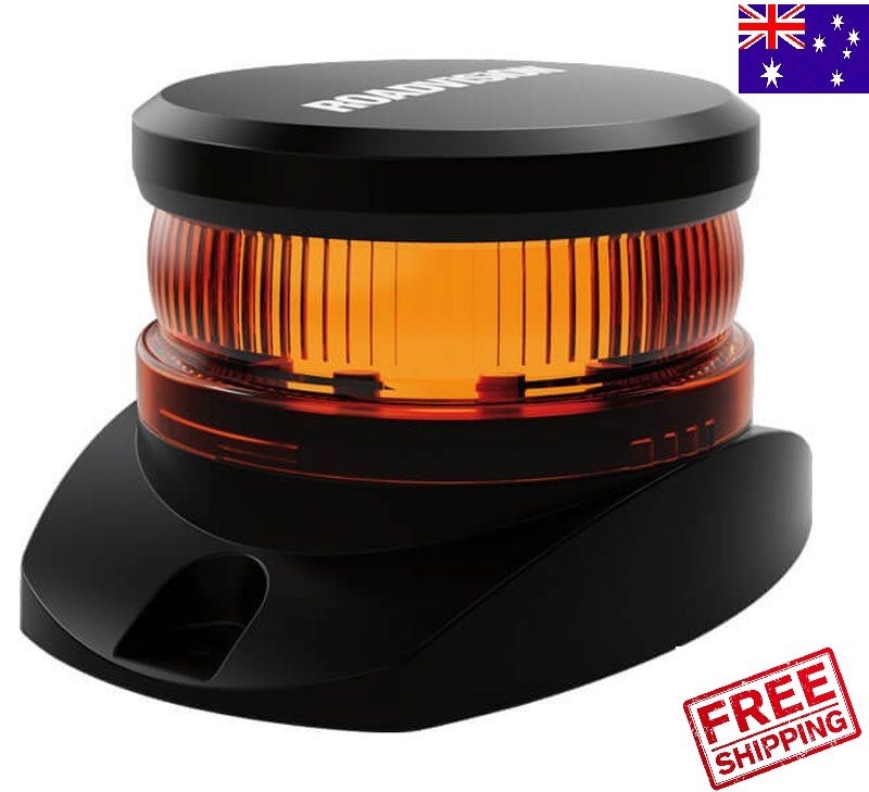 Roadvision LED Beacon Micro Revolver 10-30V Amber Fixed Mount 6 Function SAE
