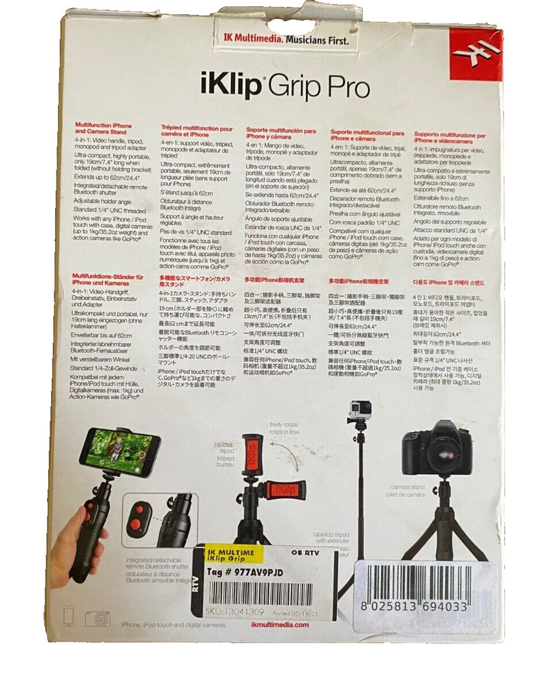 iKlip Grip Pro Multifunction iPhone/Cell Phone And Camera Stand