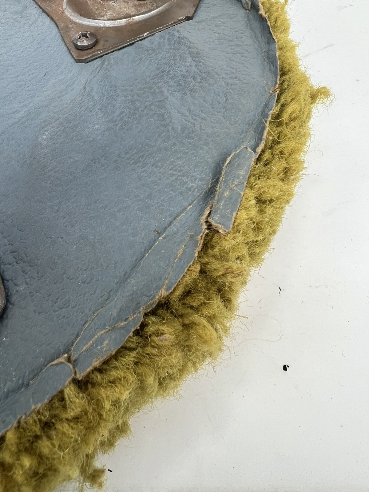 Vtg Round Footstool Floral Hooked Rug Top Wooden Legs MCM 8.75 x 12” Avacado