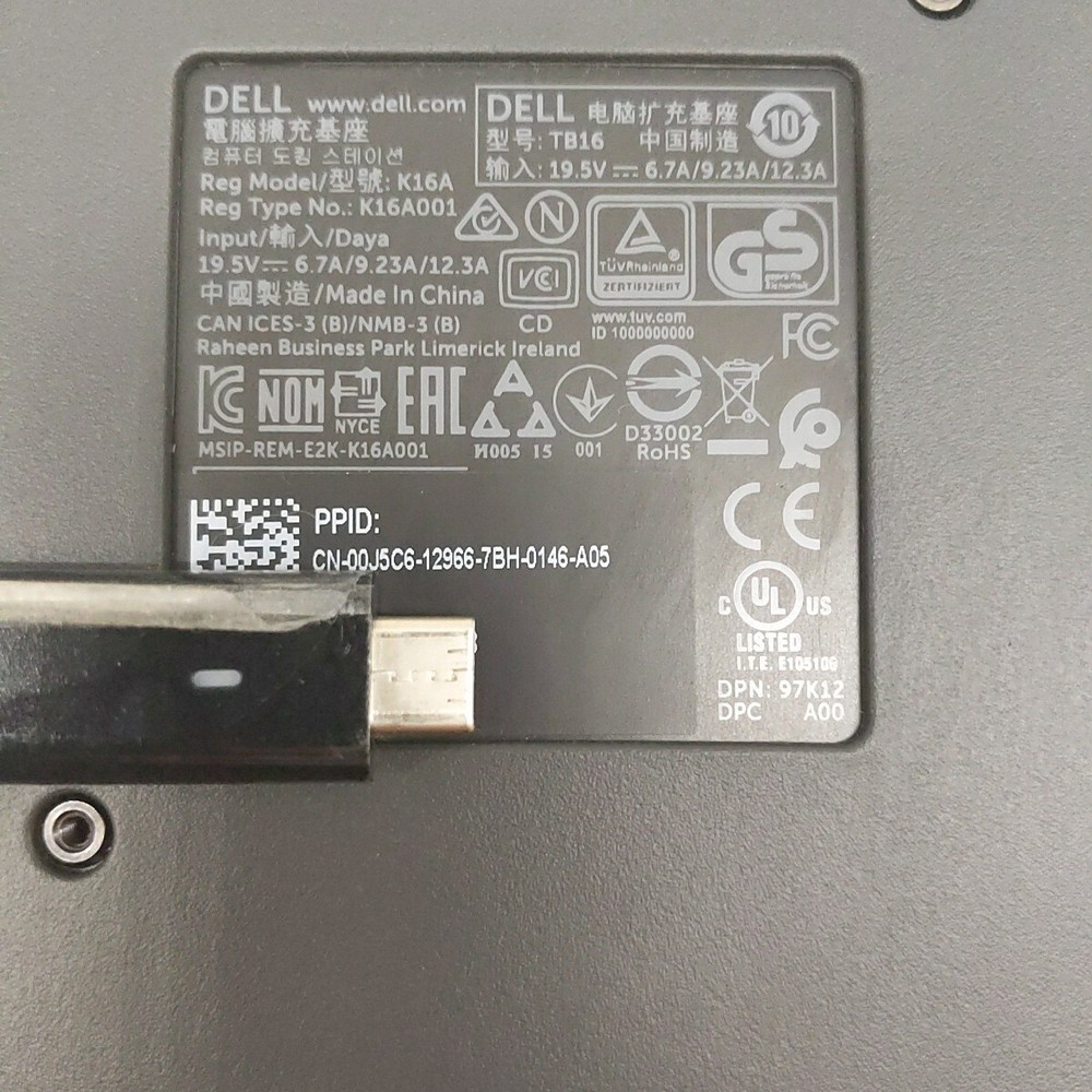 Dell K16A001 Thunderbolt Docking Station USB-C