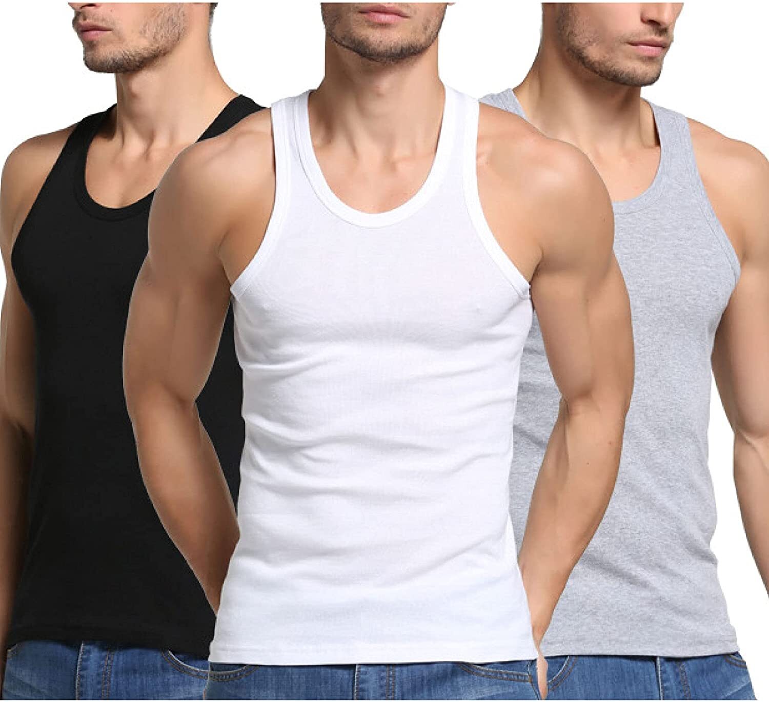 3-12 Pack Men 100% Cotton Tagless Ribbed Tank Top A-Shirt Wife Beater Undershirt