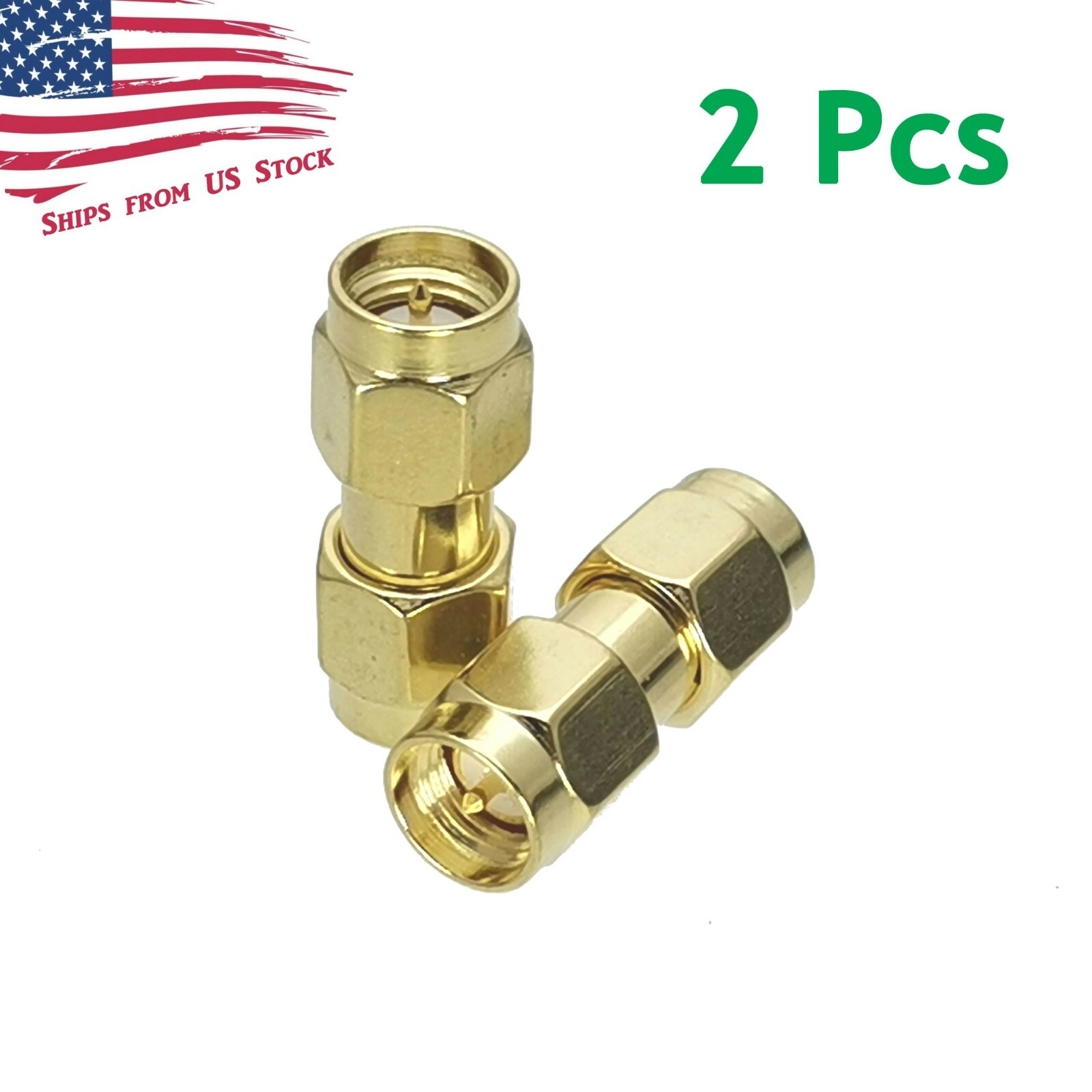 2Pcs SMA Male to SMA Male Plug Series RF Coaxial Adapter Connector 2X US Stock