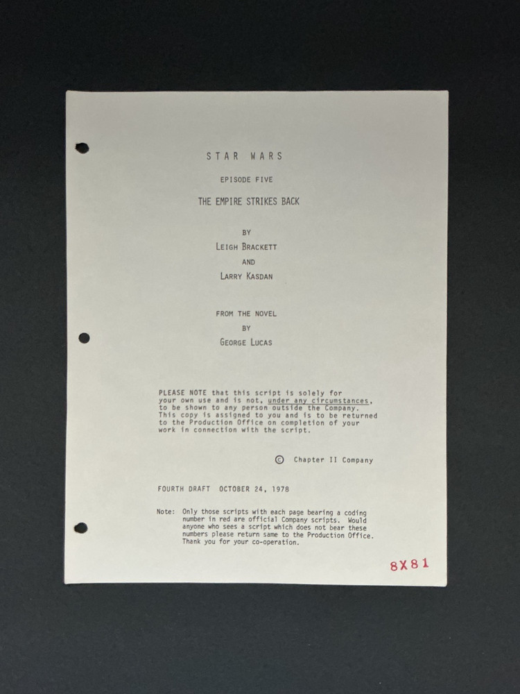 Empire Strikes Back Fourth Draft Shooting Script Oct 24 '78 Lucasfilm Coded Copy