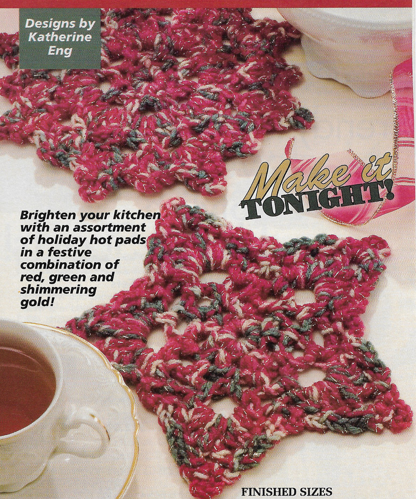 Christmas Snowflake & Star Trivets crochet pattern instructions