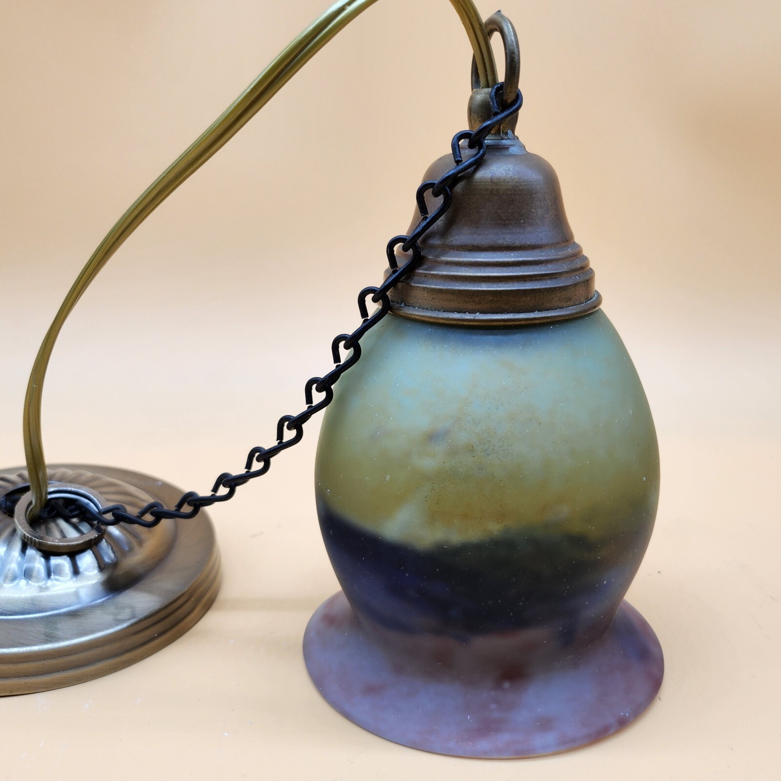 Vintage Art Glass Hanging Ceiling Pendant Light Fixture