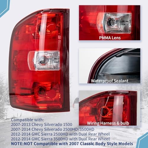 Rear Tail Lights Assembly Compatible With Left Driver Side 07-14 Silverado