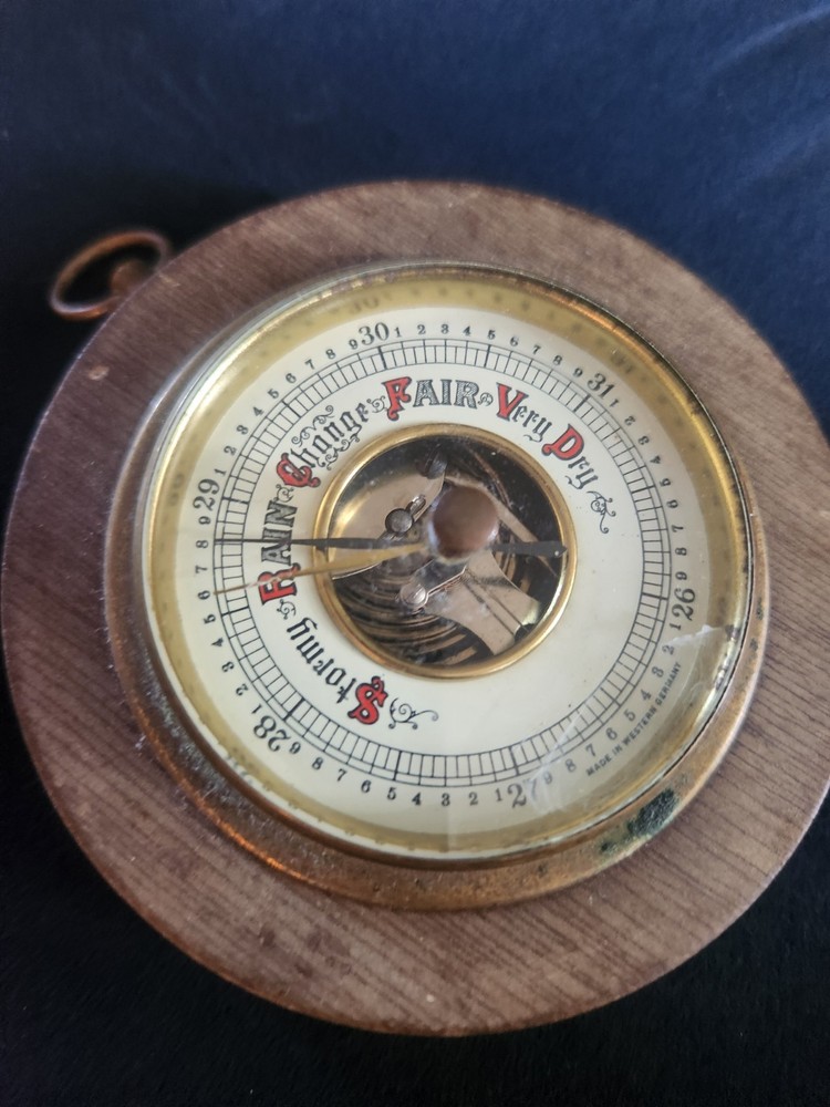 Vintage German Aneroid Barometer Round Wall Mount Untested