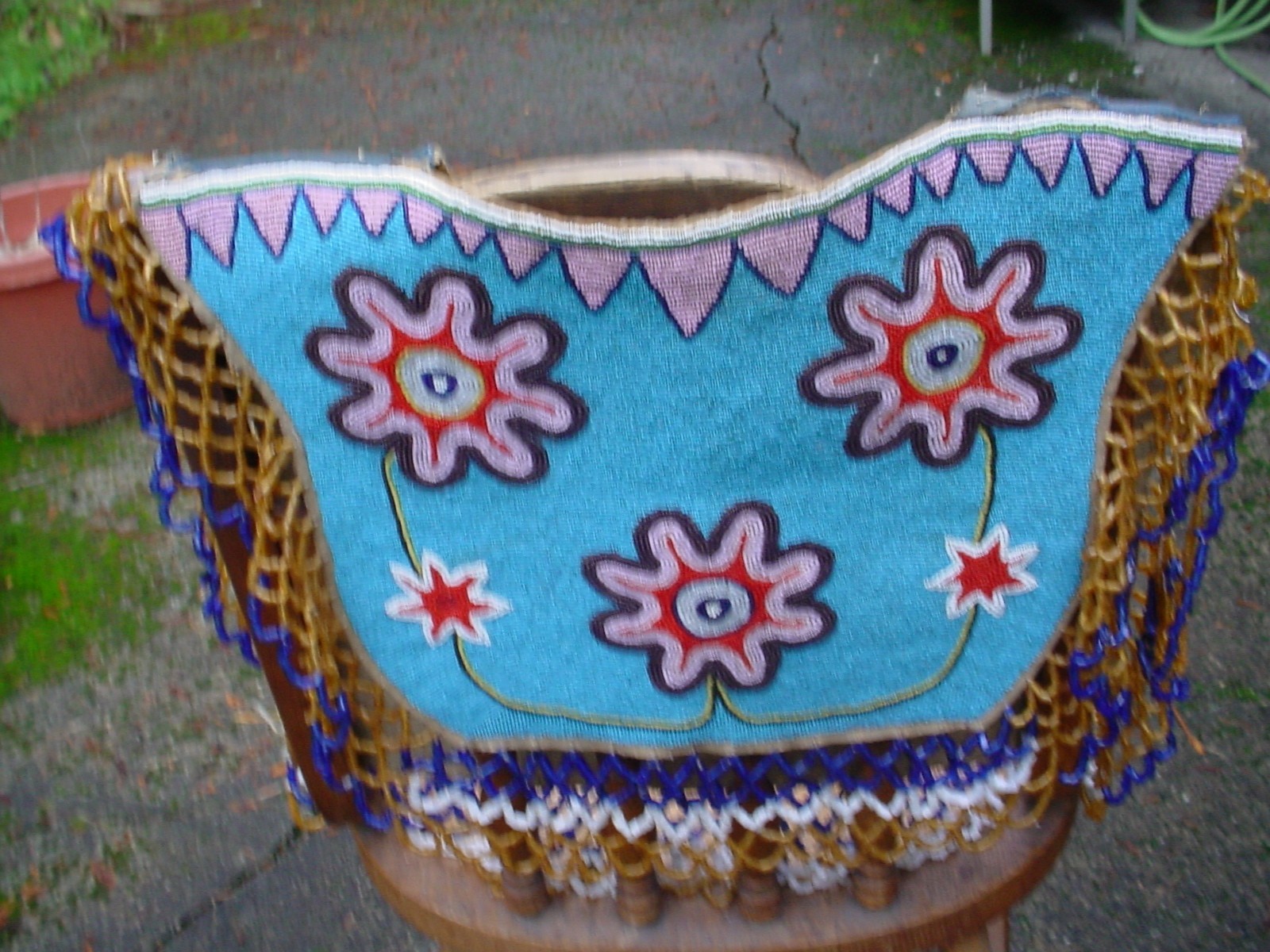 OLD CA 1900 YAKAMA PLATEAU INDIAN FULLY BEADED CAPE YOKE JINGLE DANCE