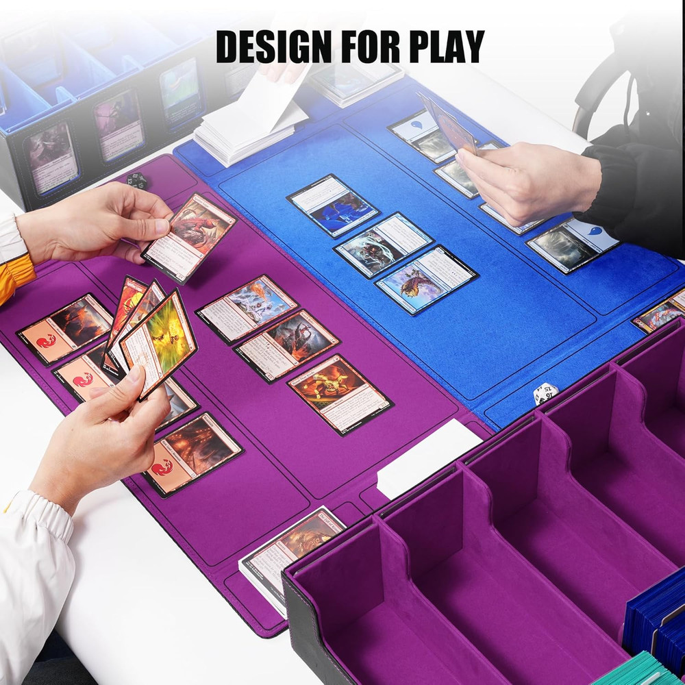 Trading Card Storage Box with Commander Display , 5-Row Deck Case with Removable