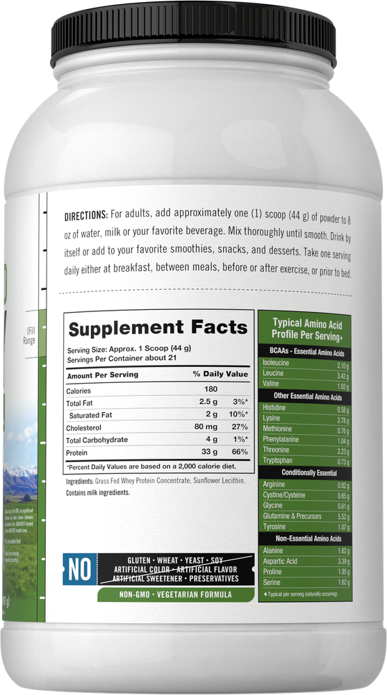 Grass Fed Whey Protein Powder | 2lb | Unflavored | by Herbage Farmstead