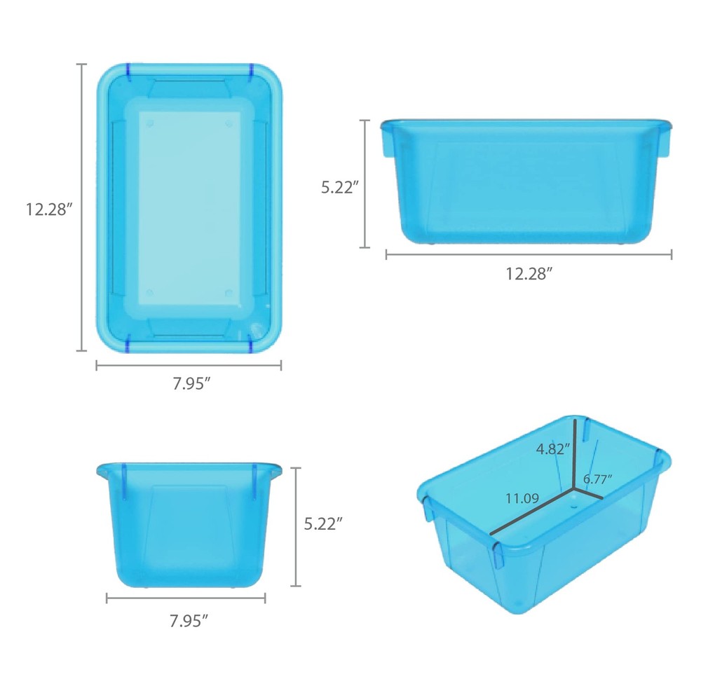Small Cubby Bins – Plastic Storage Containers for Classroom with Non-Snap Lid...