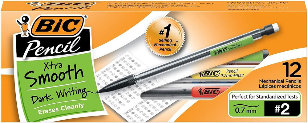 Xtra-Smooth Mechanical Pencils with Erasers, Medium Point (0.7Mm), 12-Count Pack