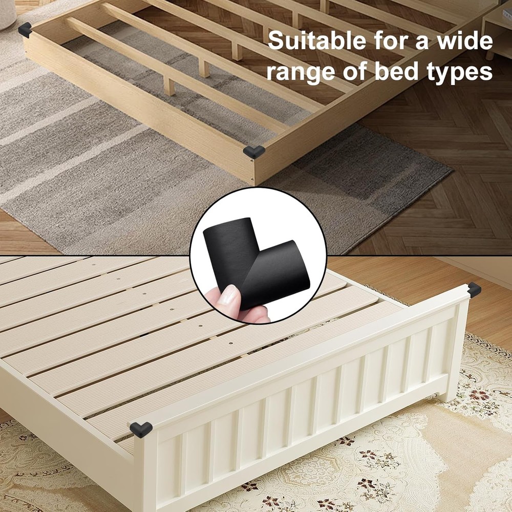 Bed Frame Corner Protector Black: 4 Pack Foam Rubber Guards Bumpers for Black