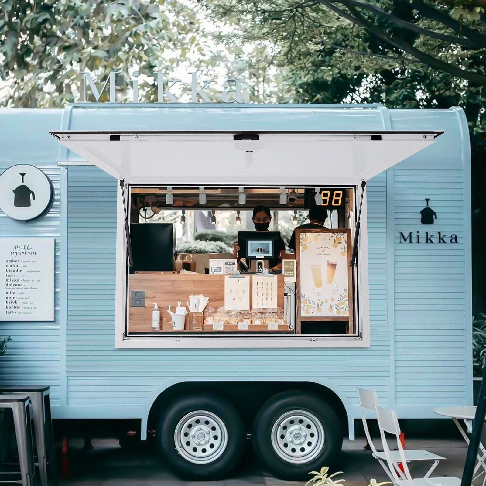 Food Truck Service Door Concession Stand Trailer Serving Window Awning White new