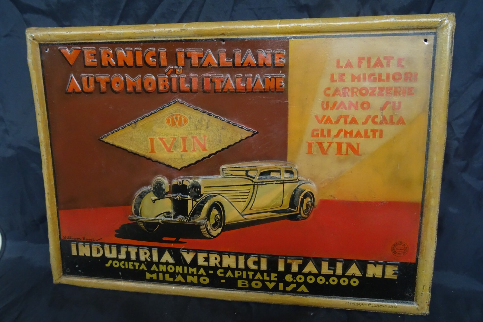 IVIN paint sign Fiat Alfa Romeo Isotta Fraschini 1930s